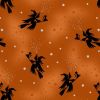 Cast A Spell Lewis & Irene Fabric | Flying Witches Orange Silver Metallic