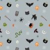 Cast A Spell Lewis & Irene Fabric | Spooky Halloween Light Grey Silver Metallic