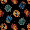 Harry Potter Fabric | Hogwarts Crests Black