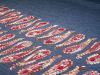Embroidered Denim Fabric Border | Paisley Pendulum Pink