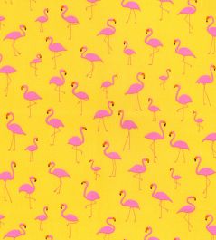 Cotton Print Fabric | Funky Flamingo Yellow