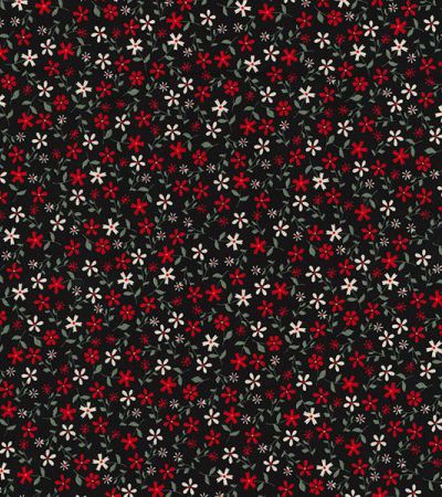 Cotton Print Fabric Daisy Black