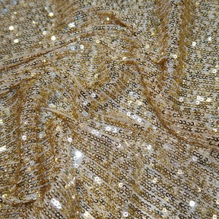 Knitted Sequin Fabric Stripes | Gold