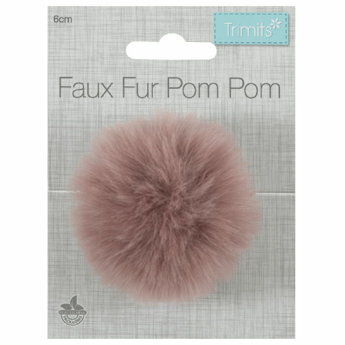 Faux Fur POM POMS, 11cm, Light PINK