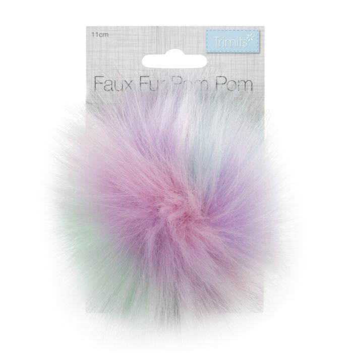 Luxury Faux Fur Pom Poms Multi, 11cm