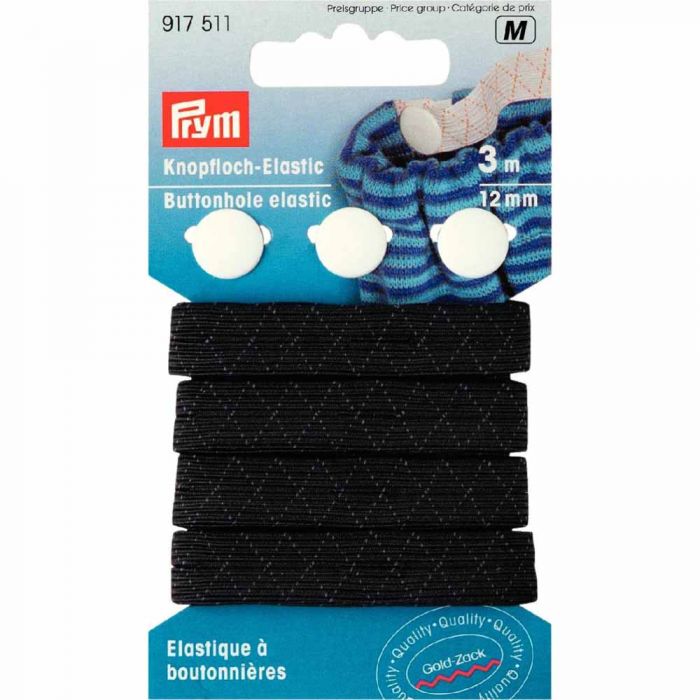 Prym Nastro Elastico Con 3 Bottoni – 12 Mm, 3 Metri, Per Abbigliamento Bambini E Maternità