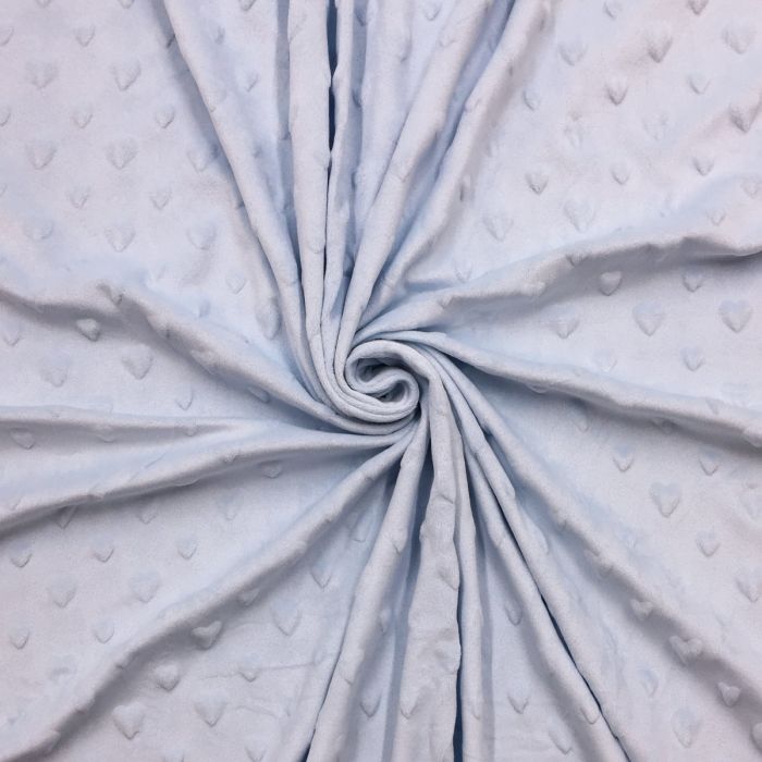 Embossed Fleece Fabric Heart Baby Blue