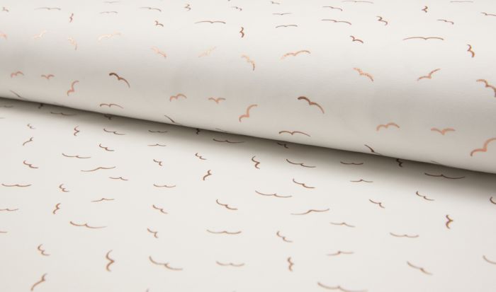 Jersey Cotton Metallic Rose Gold Birds