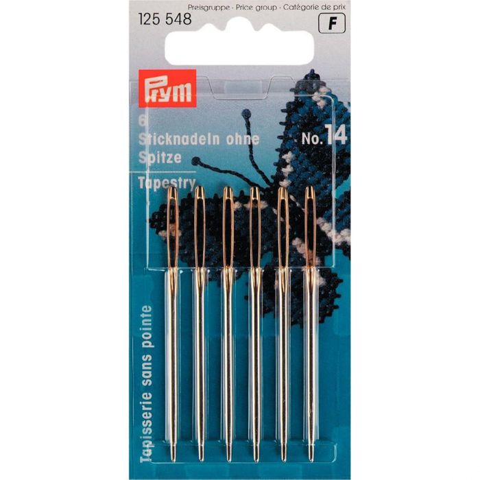 4.5 x 2 x 0.2 cm Metal 1 & 3 Prym Wool and Tapestry Needles with Gold Eye No Silver 