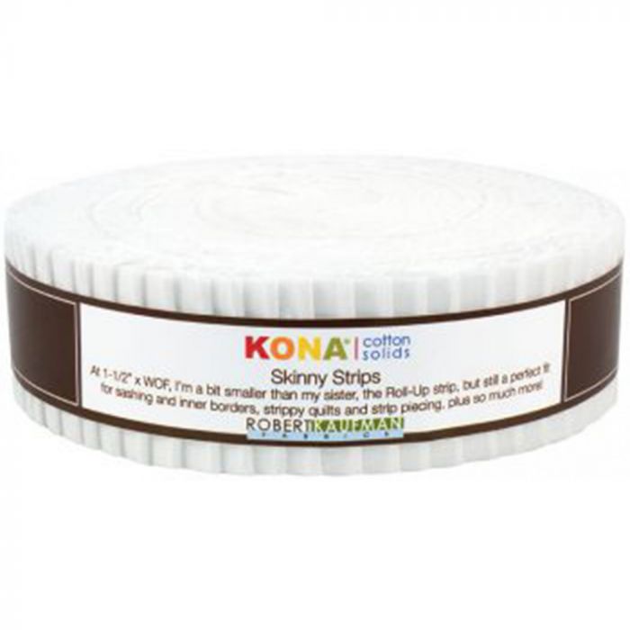 Kona Cotton Fabric Skinny Strips Solids White