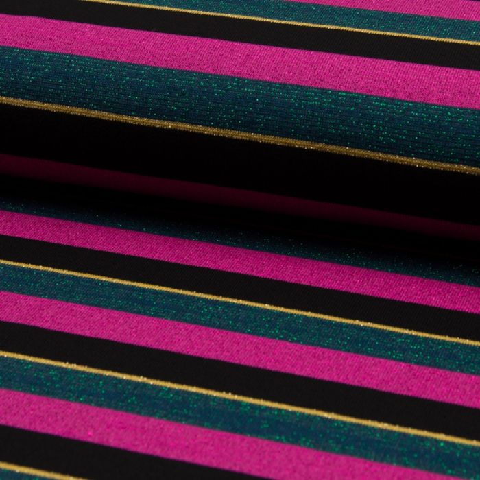 Viscose Jersey Fabric Fuchsia Stirpe With Lurex