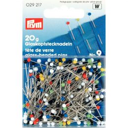 Glass Headed Tailoring & Dress Pins, Asst Cols 20g carded | Prym