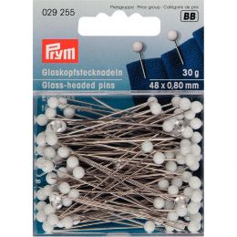 Glass Headed Tailoring & Dress Pins, Ex Long, White 30g carded | Prym
