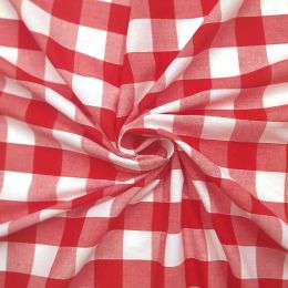 Red Gingham Fabric 1 Inch Check - Empress Mills