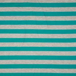 Ribbed Jersey Fabric | 2cm Stripe Teal