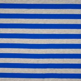 Ribbed Jersey Fabric | 2cm Stripe Royal
