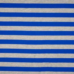 Ribbed Jersey Fabric | 2cm Stripe Royal