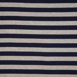 Ribbed Jersey Fabric | 2cm Stripe Dark Navy