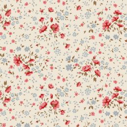 Tilda 108'' Wideback Fabric | Ellie Floral - Red/Slate