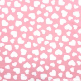 Printed Anti Pil Polar Fleece | Multi Heart Pink