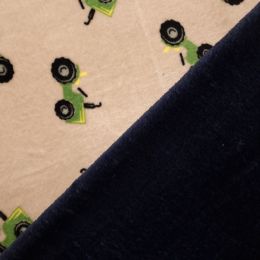 Super Soft Fleece Design & Block Colour Back | Tractor Sand