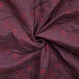 Quilted Fleece Fabric | Floral Burgundy