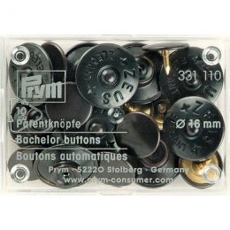 Bachelor Buttons, Zeus | 16mm Black - 10pcs | Prym