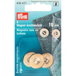 Magnetic Sew On Buttons, 19mm Gold | Prym