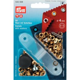 Eyelets With Washer & Tool | 4mm Gold