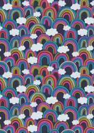 Over The Rainbow Fabric | All Over Rainbow Black