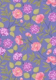 Love Blooms Fabric | Peony Hydrangea Floral Blue
