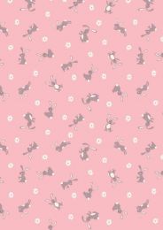 Bunny Hop Fabric | Bunny Pink