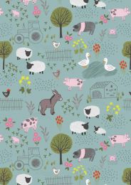 Piggy Tales Fabric | Farmyard Duck Egg