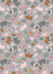Piggy Tales Fabric | Piggies Grey