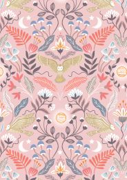 Enchanted Fabric | Enchanted Owl Pink - Copper Metallic