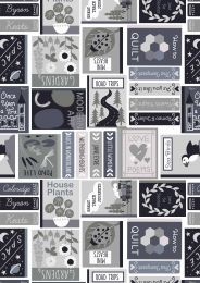 Bookworm Fabric | Book Covers Grey