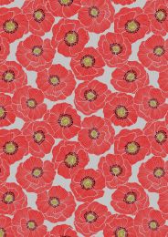 Poppies Fabric | Large Poppy Light Grey