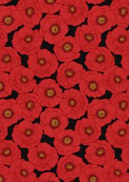 Poppies Fabric | Large Poppy Black