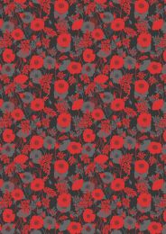 Poppies Fabric | Poppy Shadow Black