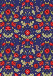 Poppies Fabric | Poppy & Hare Blue