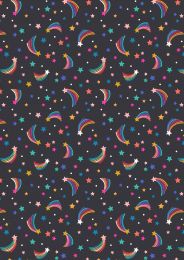 Over The Rainbow Fabric | Shooting Rainbow Stars Black