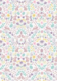 Spring Treats Fabric | Mirrored Bunny & Chicks Cream