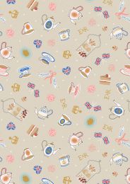 Jubilee Fabric | Tea & Cake Gold Metallic Cream