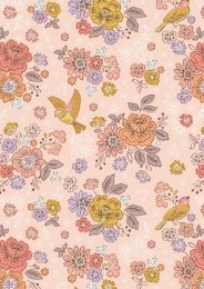 Hannah's Flowers Fabric | Songbirds & Flowers Rose