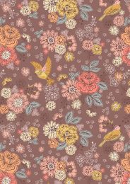 Hannah's Flowers Fabric | Songbirds & Flowers Brown