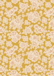 Hannah's Flowers Fabric | Flower Blooms Mustard