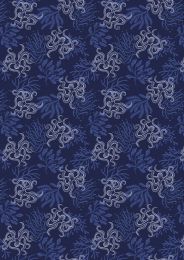 Moontide Fabric | Octopus Silver Metallic Navy