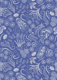 Moontide Fabric | Marine Life Silver Metallic Blue