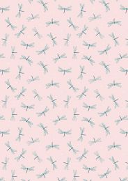 On The Lake Fabric | Dragonfly Palest Pink