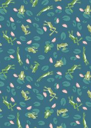On The Lake Fabric | Frogs Blue Lake